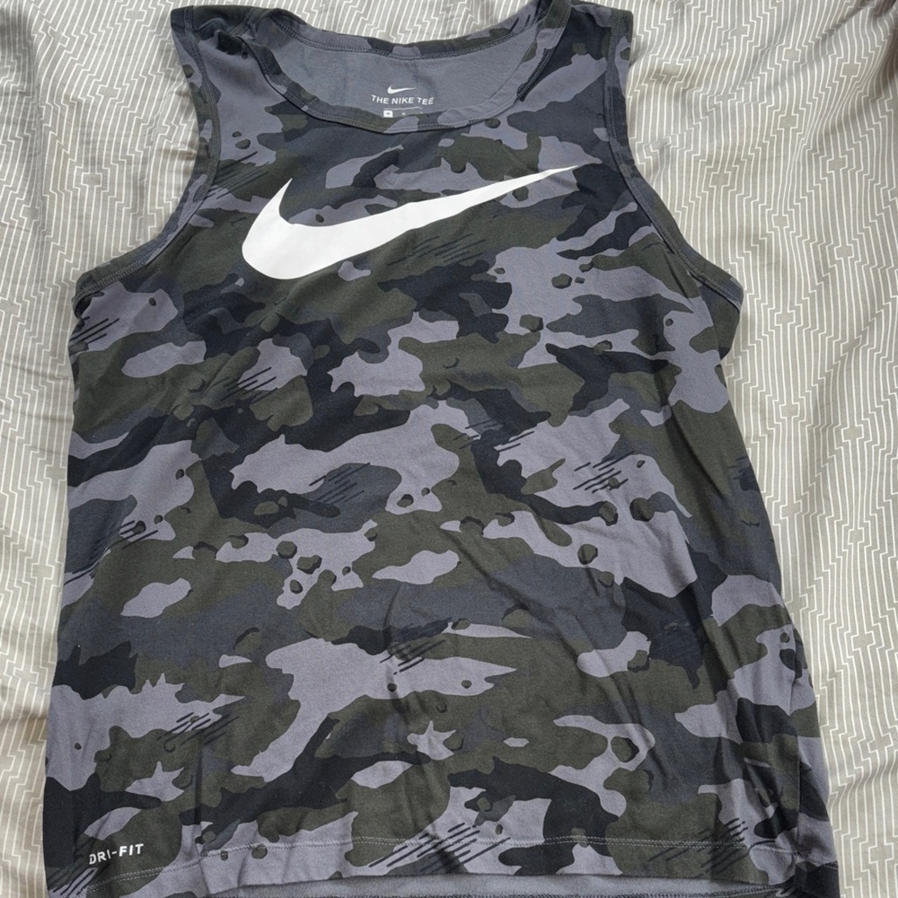 Nike Black and Gray Camo Tank Top
